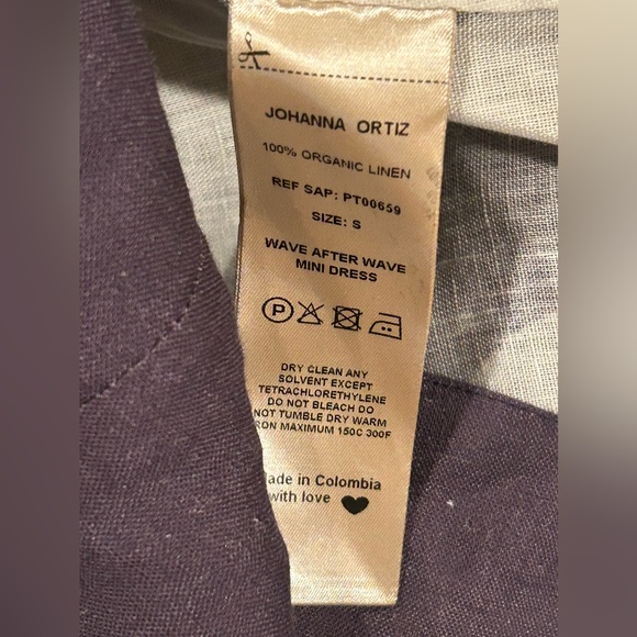 Johanna Ortiz Wave After Wave Tie Back Mini Dress Organic Linen Statement Sleeve - Picture 10 of 12